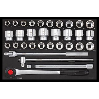 Sonic 3/4" NUSS-SATZ METRISCH & SAE MIT RATSCHE 32-TLG. SCHAUMEINLAGE