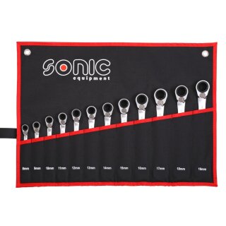 SONIC Ring-Ratschen-Set, 12-kant, in einer Tasche 12-tlg.