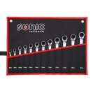 SONIC Ring-Ratschen-Set, 12-kant, in einer Tasche 12-tlg.