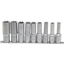 BGS technic Steckschlüssel-Einsatz-Satz E-Profil, tief | Antrieb Innenvierkant 12,5 mm (1/2") | SW E10 - E24 | 9-tlg.
