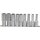 BGS technic Steckschlüssel-Einsatz-Satz E-Profil, tief | Antrieb Innenvierkant 12,5 mm (1/2") | SW E10 - E24 | 9-tlg.