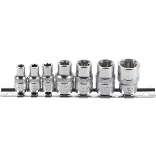 BGS technic Steckschlüssel-Einsatz-Satz E-Profil | Antrieb Innenvierkant 6,3 mm (1/4") / 10 mm (3/8") | SW E6 - E16 | 7 tlg.