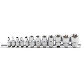 BGS technic Steckschlüssel-Einsatz-Satz E-Profil | Antrieb Innenvierkant 6,3 mm (1/4") / 10 mm (3/8") | SW E4 - E20 | 12-tlg.