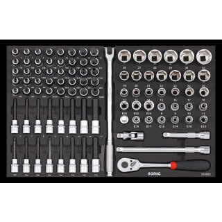 Sonic 1/2" NUSS- UND BIT-SATZ MIT RATSCHE 95-TLG. SCHAUMEINLAGE