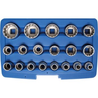 BGS technic Steckschlüssel-Einsatz-Satz Gear Lock | Antrieb Innenvierkant 12,5 mm (1/2") | 19-tlg.