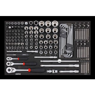 Sonic 1/4", 3/8" & 1/2" NUSS- UND BIT-SATZ MIT RATSCHEN 160-TLG. SCHAUMEINLAGE